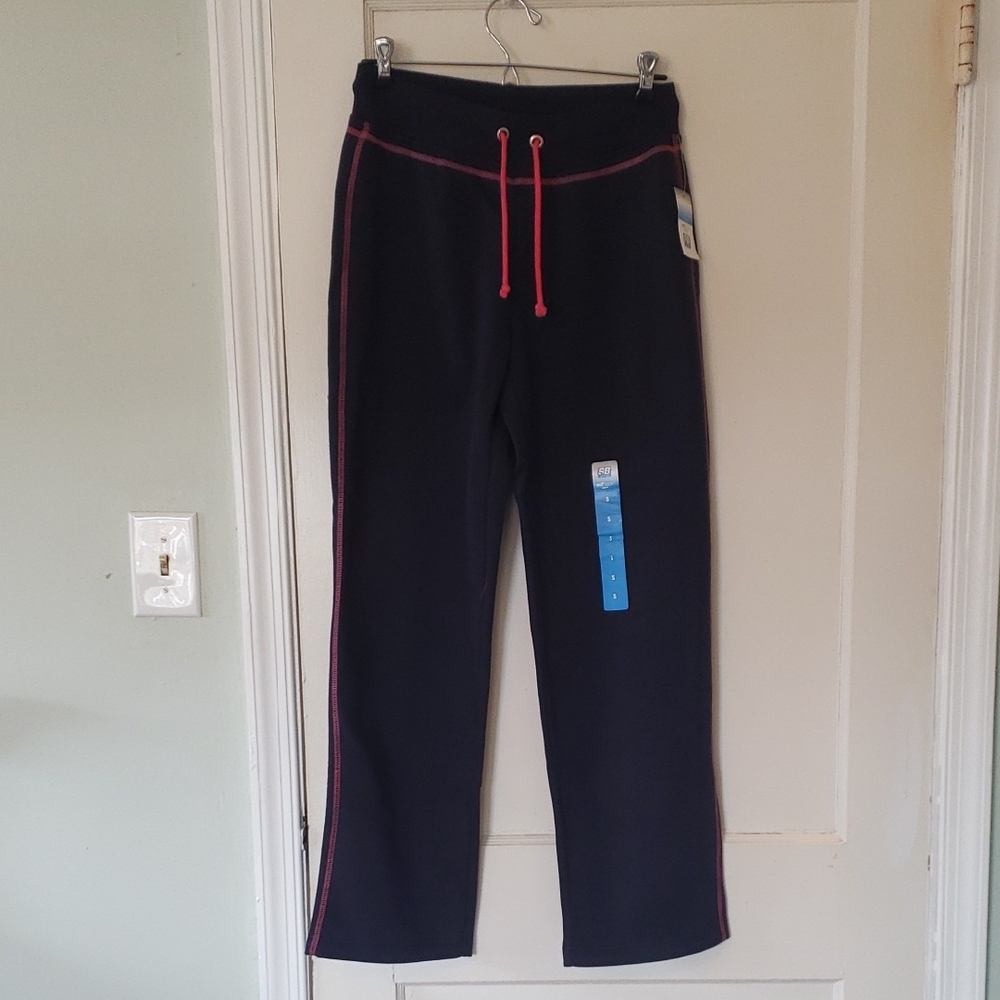 Womans Navy Joggers with Pink Whip Stitching Size Small Nwt